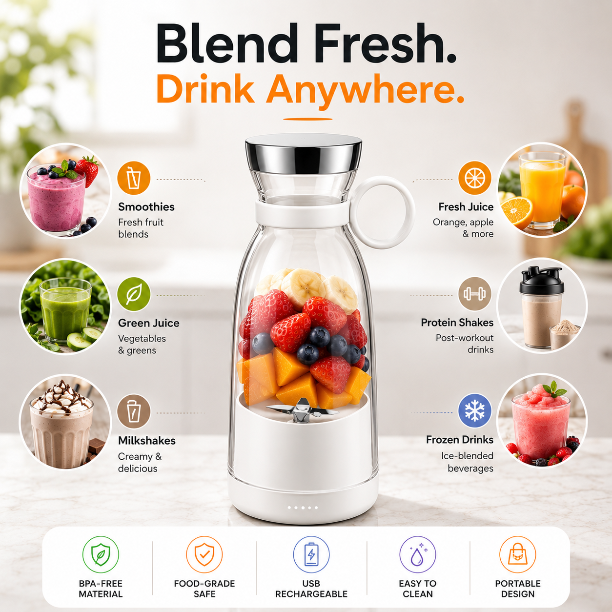 BlendGo Portable Blender Bottle